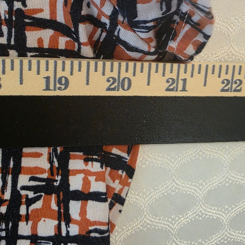 Liz Claiborne Sport Womens XL Orange Black Coral Abstract Grid Cotton Tee Top - Picture 4 of 6